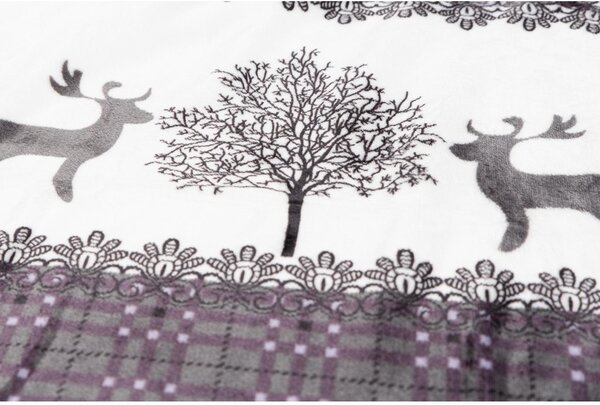 KARÁCSONYI RÉNSZARVAS szürke mikroplüss ágynemű + SOFT világosszürke mikroplüss lepedő 90x200 cm