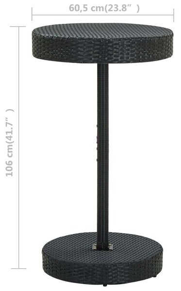 VidaXL Polyrattan Kerti Asztal - Fekete - Ø60,5 x 106 cm