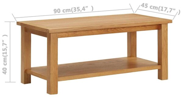 VidaXL tömör tölgyfa dohányzóasztal 90 x 45 x 40 cm