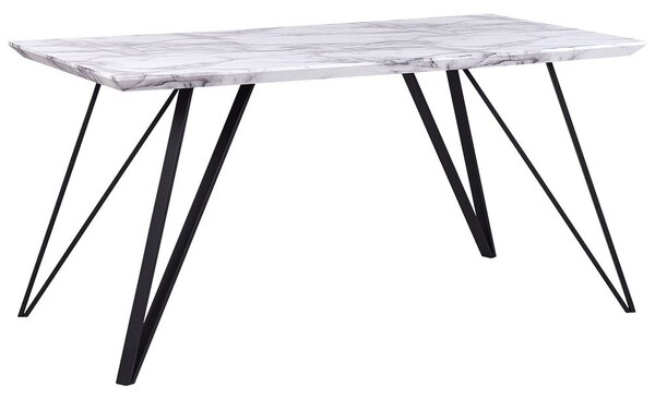 Stílusos Márványhatású Étkezőasztal Fekete Lábakkal 150 x 80 cm MOLDEN