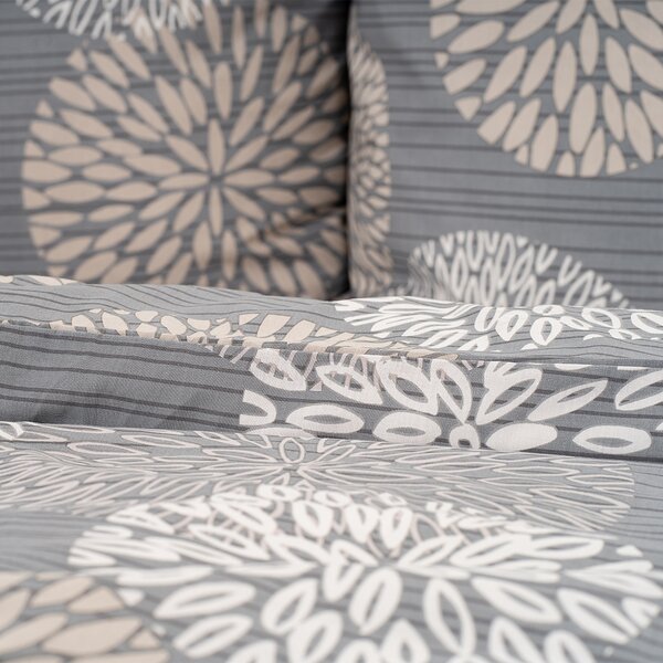 4Home Grey Petals pamut ágyneműhuzat, 220 x 200 cm, 2 db 70 x 90 cm, 220 x 200 cm, 2 db 70 x 90 cm