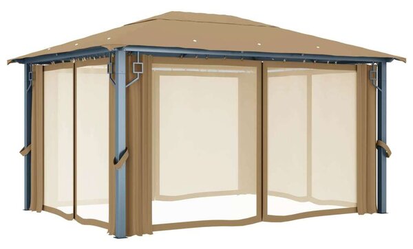 VidaXL alumíniumpavilon függönnyel 400 x 300 cm, tópszínű