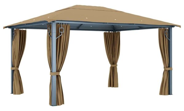 VidaXL alumíniumpavilon függönnyel 400 x 300 cm, tópszínű