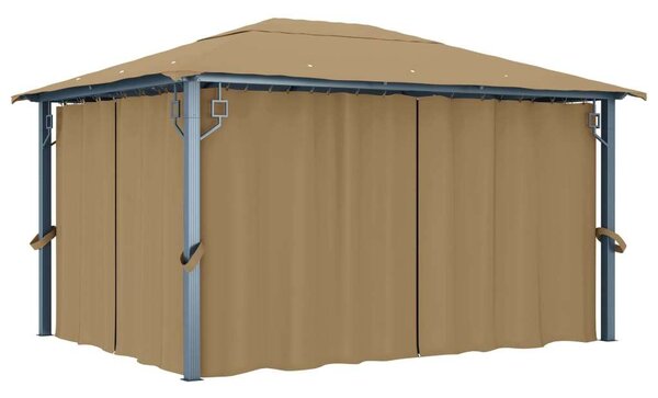 VidaXL alumíniumpavilon függönnyel 400 x 300 cm, tópszínű