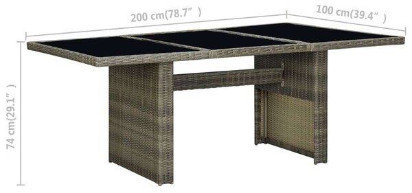 VidaXL Kerti Asztal - Polyrattan - Üveg - 200x100cm