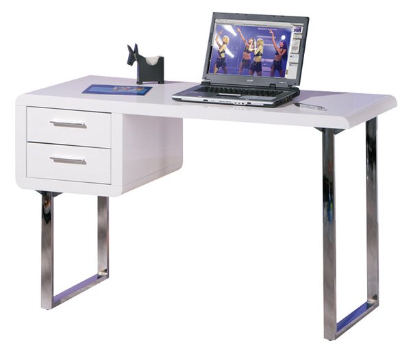 INT-Claude modern fémvázas magasfényű fehér íróasztal