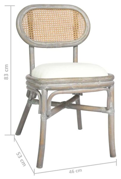 Rattan Étkezőszék - 2 db - Szürke - Krém párna