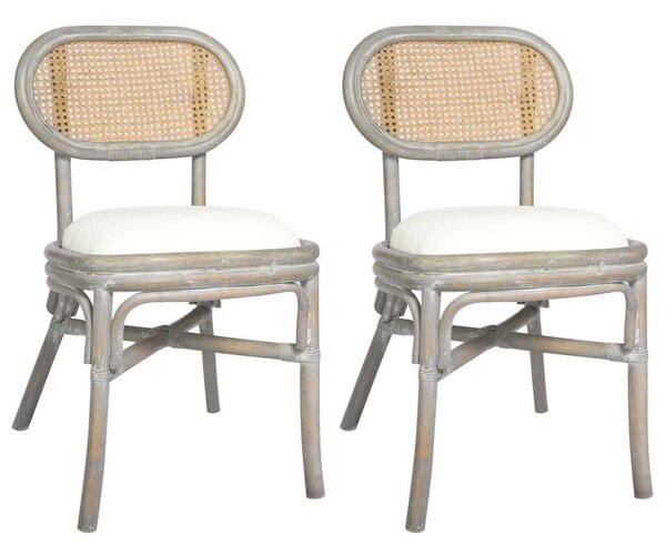 Rattan Étkezőszék - 2 db - Szürke - Krém párna