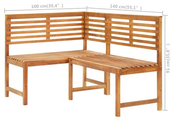 VidaXL Akácfa Sarokpad - 140 cm