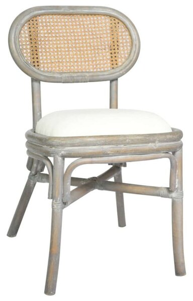 Rattan Étkezőszék - 2 db - Szürke - Krém párna