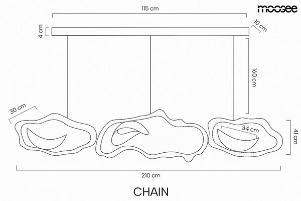 Moosee Chain 210 függőlámpa acél arany organikus design