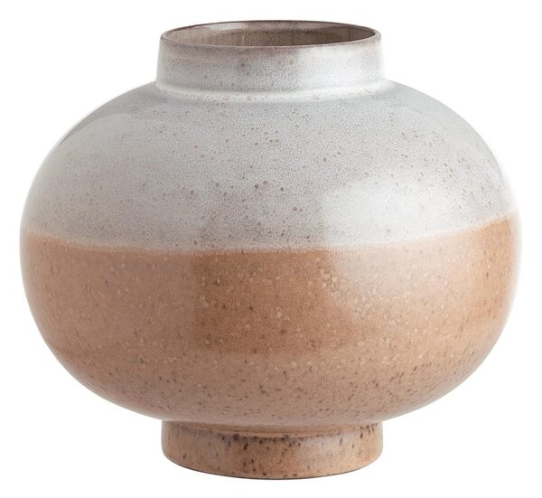 LIVIA kerámia gömb váza, krémszín-terrakotta 19,5cm