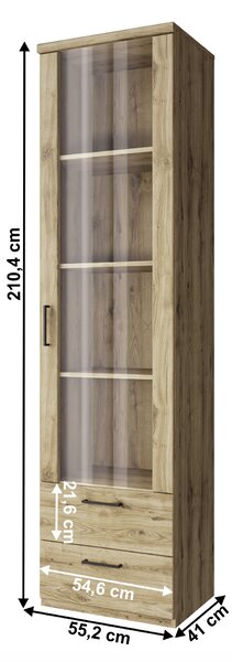 KONDELA Vitrin 1W2S, navarra tölgy, DORSI