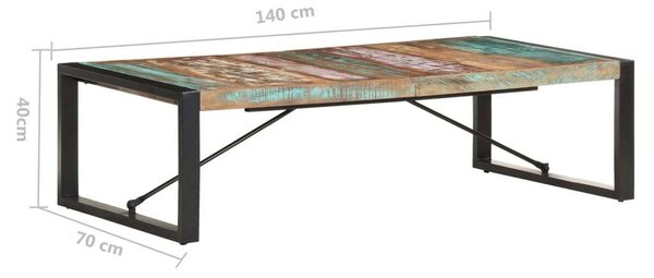 VidaXL tömör újrahasznosított fa dohányzóasztal 140 x 70 x 40 cm