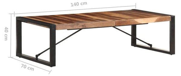 VidaXL paliszander felületű tömör fa dohányzóasztal 140 x 70 x 40 cm