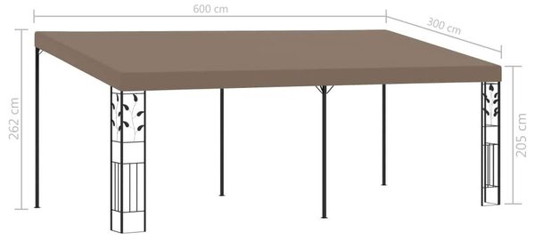 VidaXL falra szerelhető pavilon 6 x 3 x 2,5 m, tópszínű