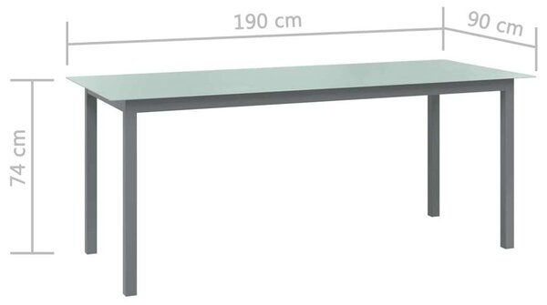 VidaXL Kerti Asztal - Alumínium-Üveg - 190x90cm
