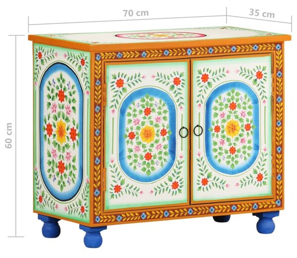 VidaXL kézzel festett tömör mangófa tálalószekrény 70 x 35 x 60 cm