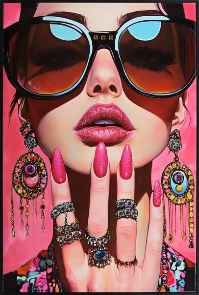Pink Glam– keretezett, lakkozott vászonkép
