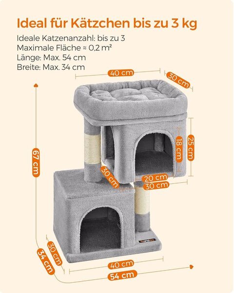 Feandrea kis macskafa, 67 cm magas kaparófa világosszürke színben