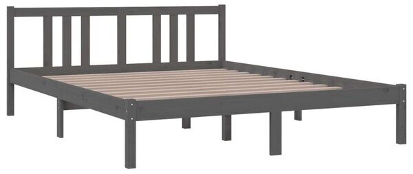 VidaXL szürke tömör fa ágykeret 150x200 cm (5FT King Size)