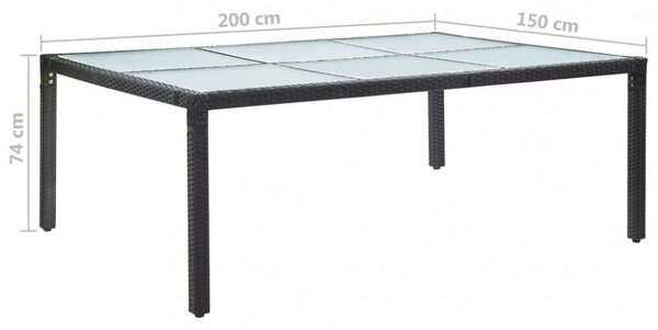 VidaXL Polyrattan Étkezőasztal - Fekete - 200x150 cm
