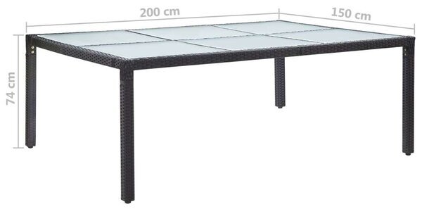 VidaXL Polyrattan Étkezőasztal - Fekete - 200x150 cm