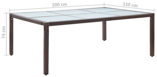 VidaXL Kültéri Étkezőasztal - Polyrattan - Barna - 200x150 cm