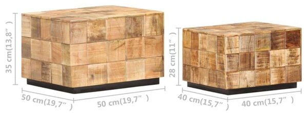Mangófa Dohányzóasztal Szett - 2 db - Rusztikus