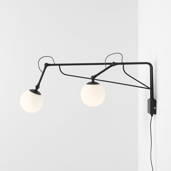 Aldex loft fali lámpa soho glass 2 fehér fekete ald1105d1