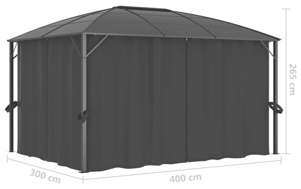 VidaXL Kerti Pavilon 400x300x265 cm, Antracitszürke
