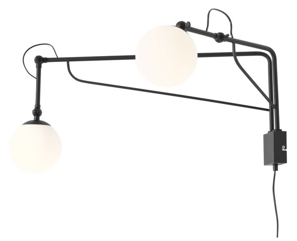 Aldex loft fali lámpa soho glass 2 fehér fekete ald1105d1