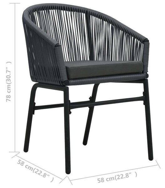 VidaXL Kert Szék - PE Rattan - Antracitszürke - 2 db