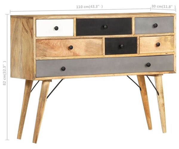 VidaXL tömör mangófa tálalószekrény 110 x 30 x 82 cm