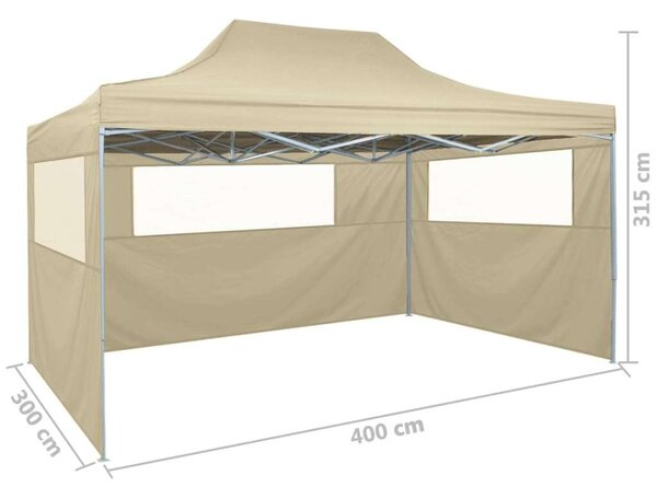 VidaXL Összecsukható Sátor - 3x4m - Krémszínű
