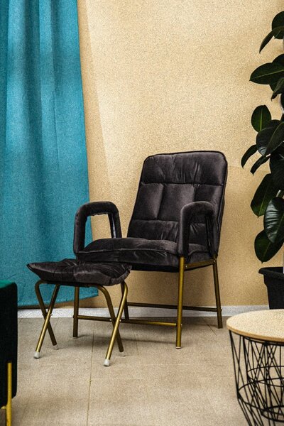 Állítható fotel lábtartóval Dark Grey Elegance