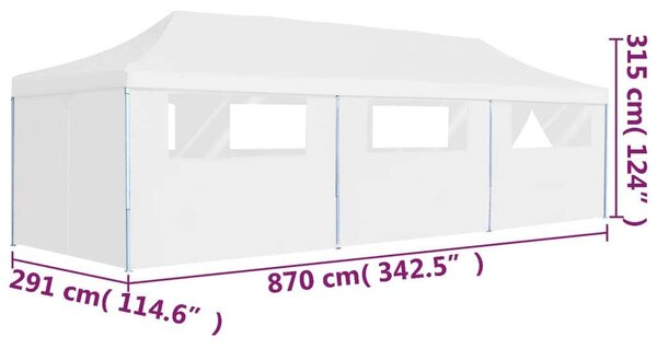 VidaXL Összecsukható Rendezvénysátor - Fehér - 3x9m