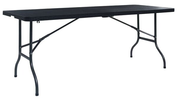 VidaXL fekete HDPE rattan szerű összecsukható kerti asztal 180x75x72cm