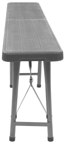 VidaXL 2 db fekete összecsukható HDPE kerti pad 180 cm