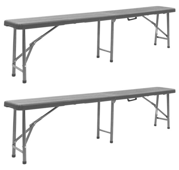 VidaXL 2 db fekete összecsukható HDPE kerti pad 180 cm