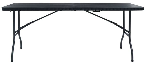 VidaXL fekete HDPE rattan szerű összecsukható kerti asztal 180x75x72cm