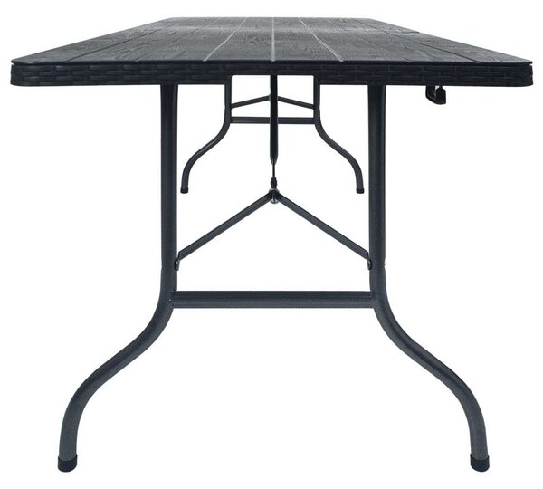 VidaXL fekete HDPE rattan szerű összecsukható kerti asztal 180x75x72cm