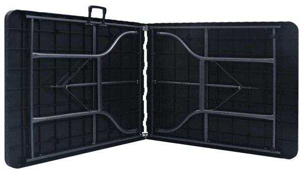VidaXL fekete HDPE rattan szerű összecsukható kerti asztal 180x75x72cm