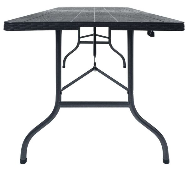 VidaXL fekete HDPE rattan szerű összecsukható kerti asztal 180x75x72cm