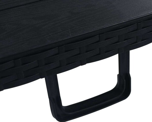 VidaXL fekete HDPE rattan szerű összecsukható kerti asztal 180x75x72cm
