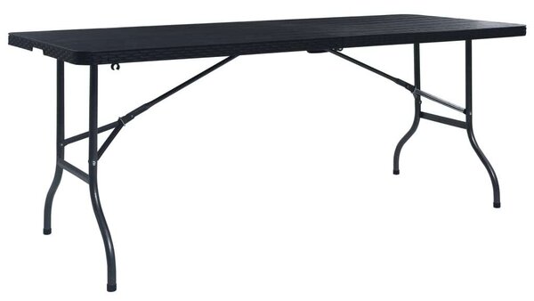 VidaXL fekete HDPE rattan szerű összecsukható kerti asztal 180x75x72cm