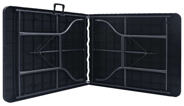 VidaXL fekete HDPE rattan szerű összecsukható kerti asztal 180x75x72cm