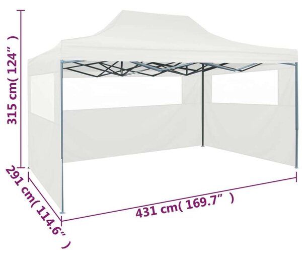VidaXL Összecsukható Sátor - Fehér - 3x4,5m