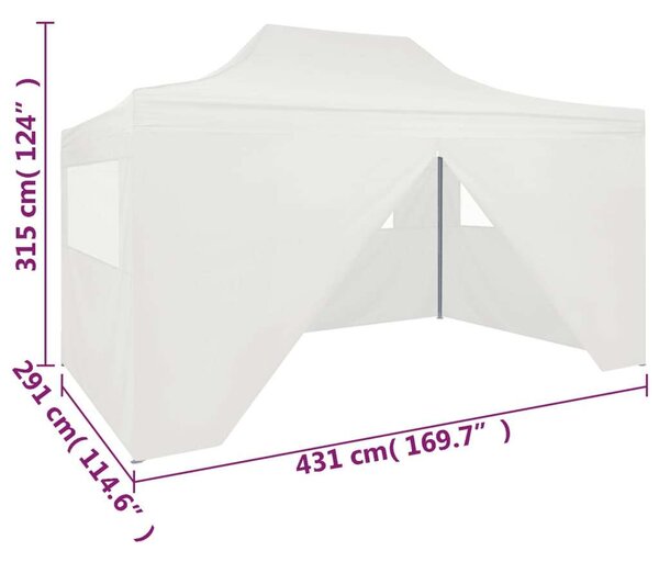 VidaXL Összecsukható Sátor - Fehér - 3x4,5m