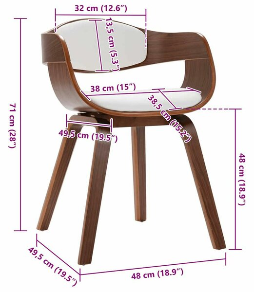 Elegáns Fa és Műbőr Étkezőszék - 2 db - Fehér